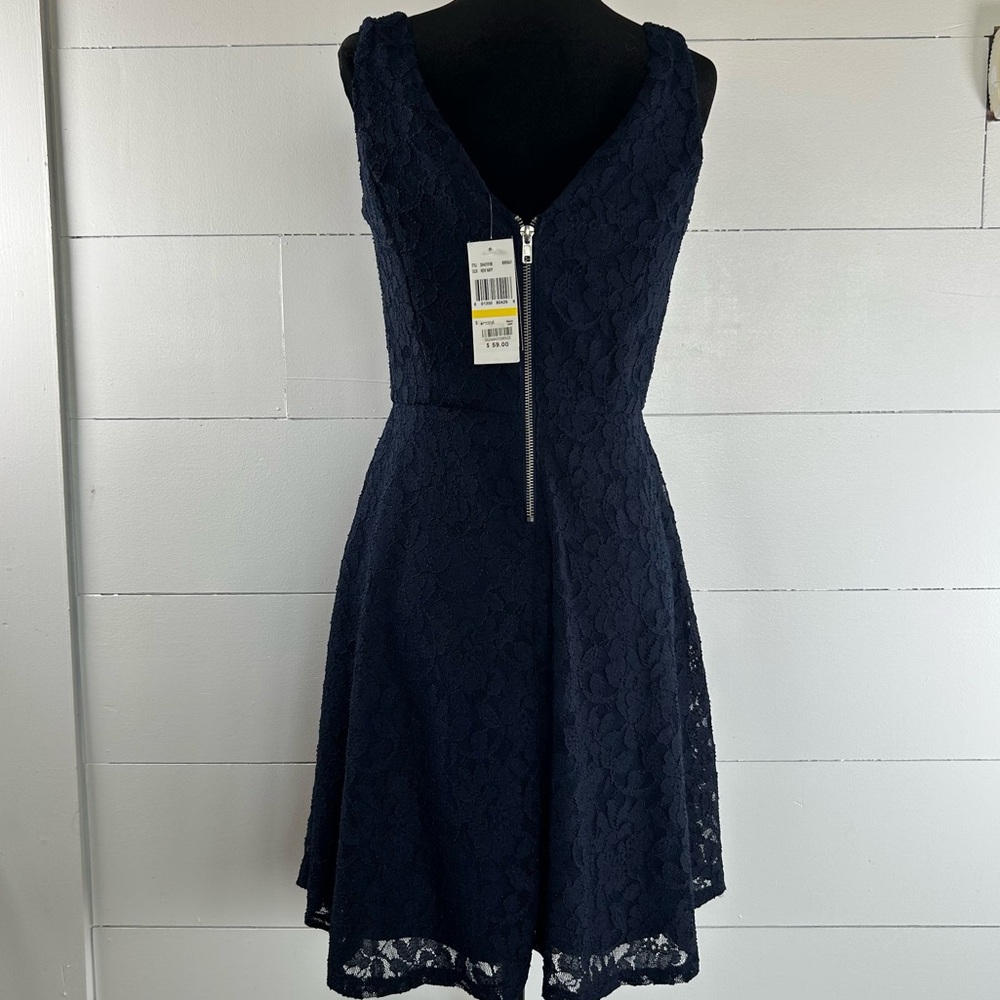NWT Speechless Navy Bl Sleeveless fit&flare floral lace dress (skater) Back zip - Picture 4 of 13